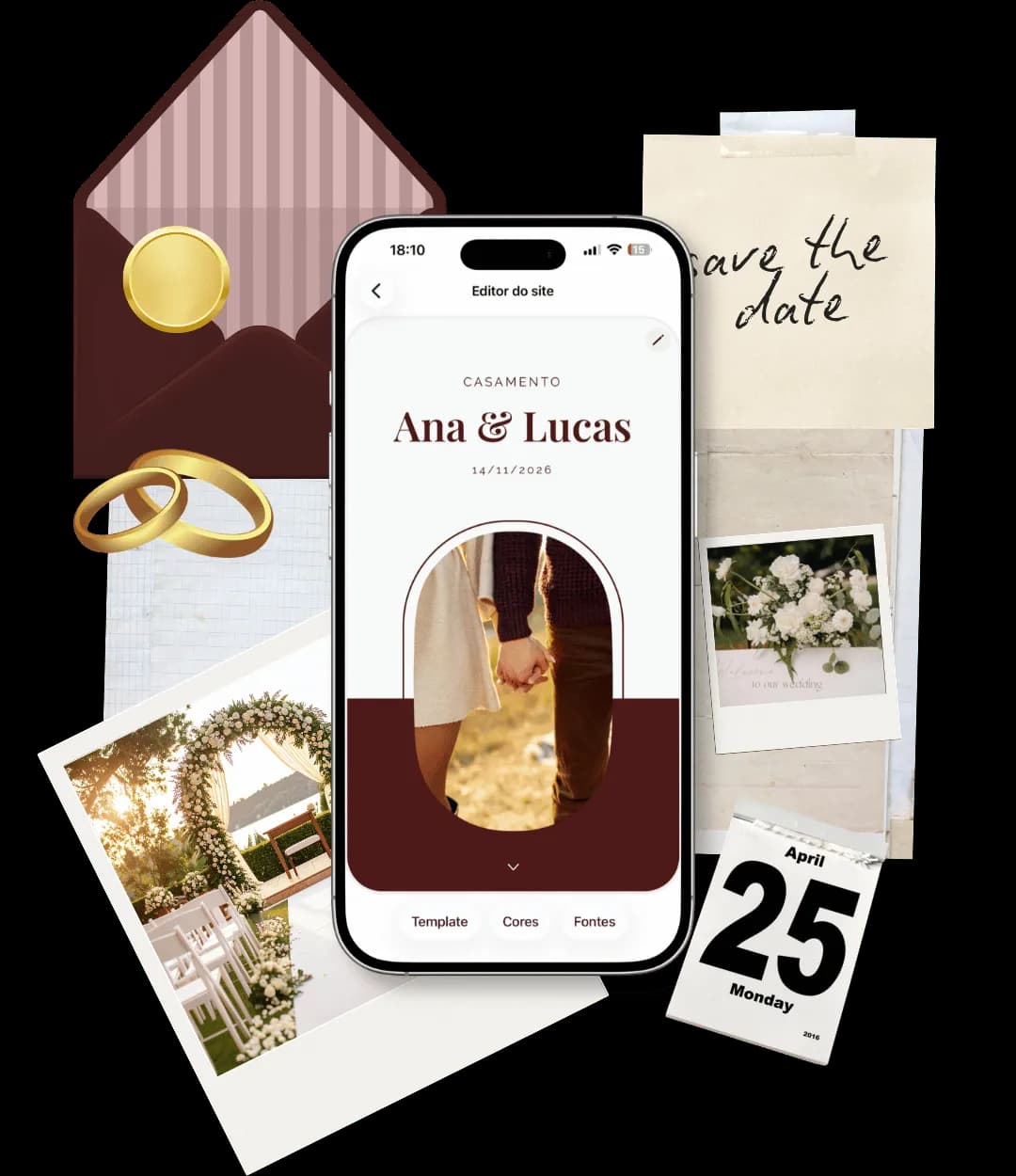 Site de casamento criado no app Uma Festa